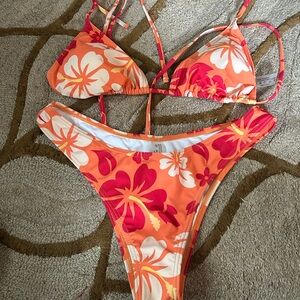 Colourful tie bathing suit and matching sarong